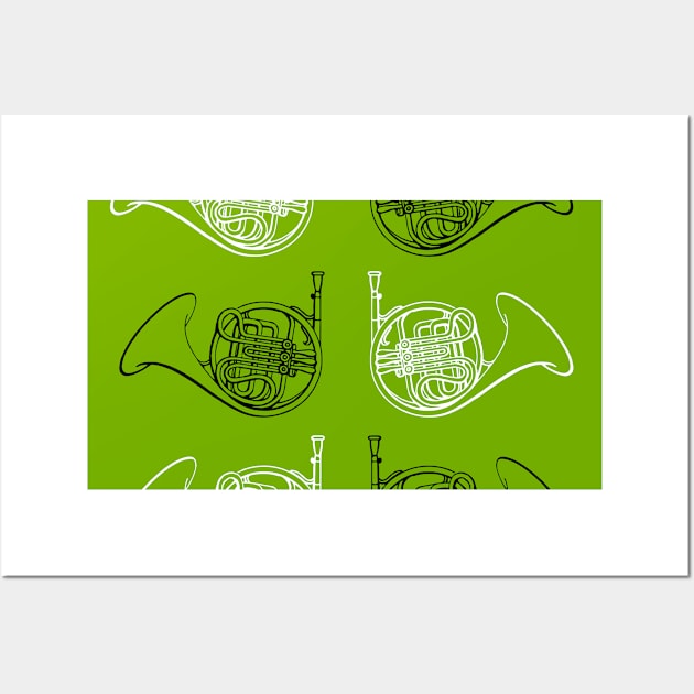 Lime Green French Horn Pattern Wall Art by Ric1926